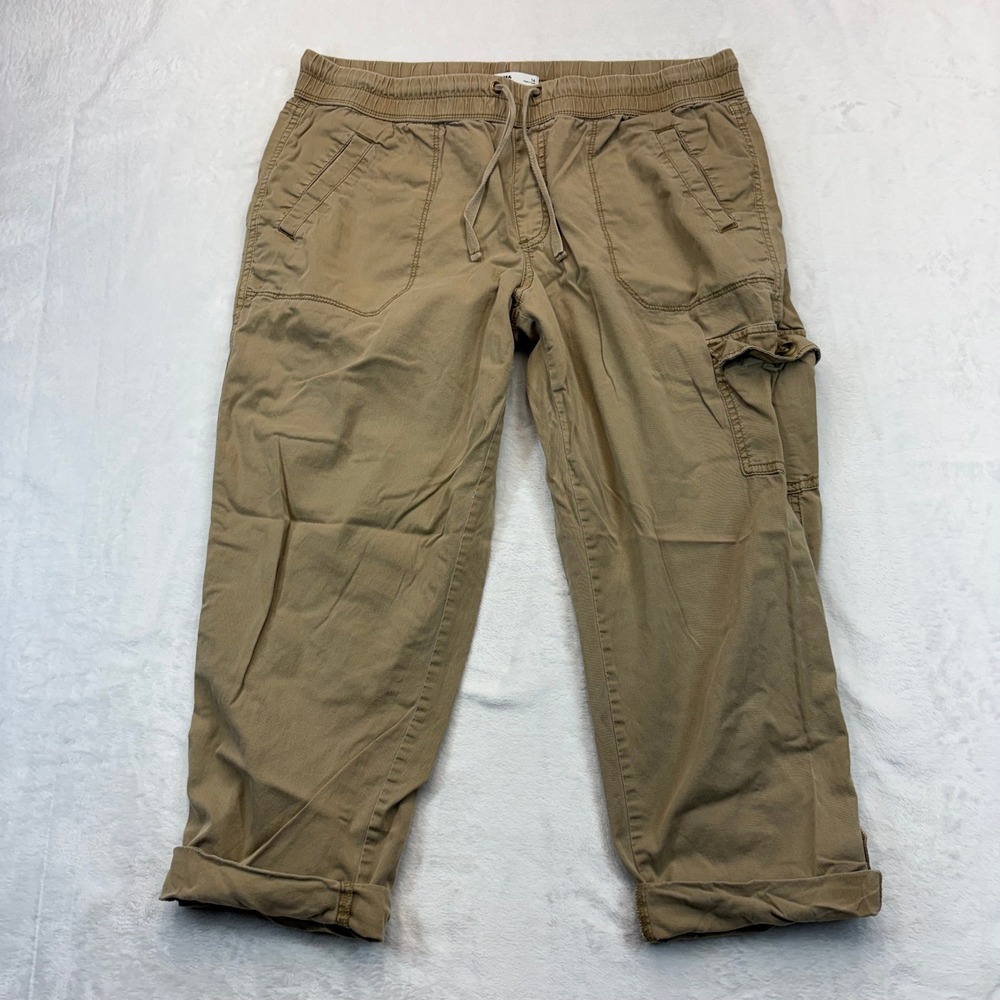 Sonoma Goods For Life Womens Khaki Cargo Pants Tan Elastic Waist Size 14